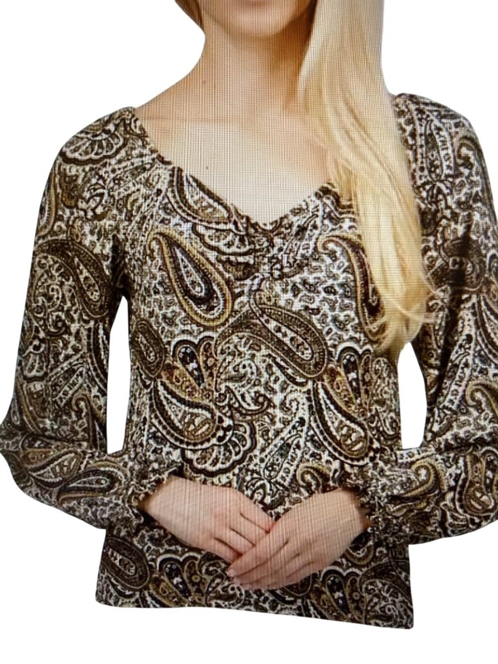 NWT MICHAEL KORS PLUS SIZE PRINTED SWEETHEART-N BLOUSE HUSK PM